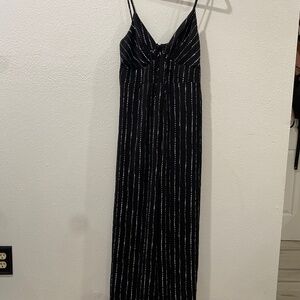 Papaya black with white stripe spaghetti, strapped romper size large